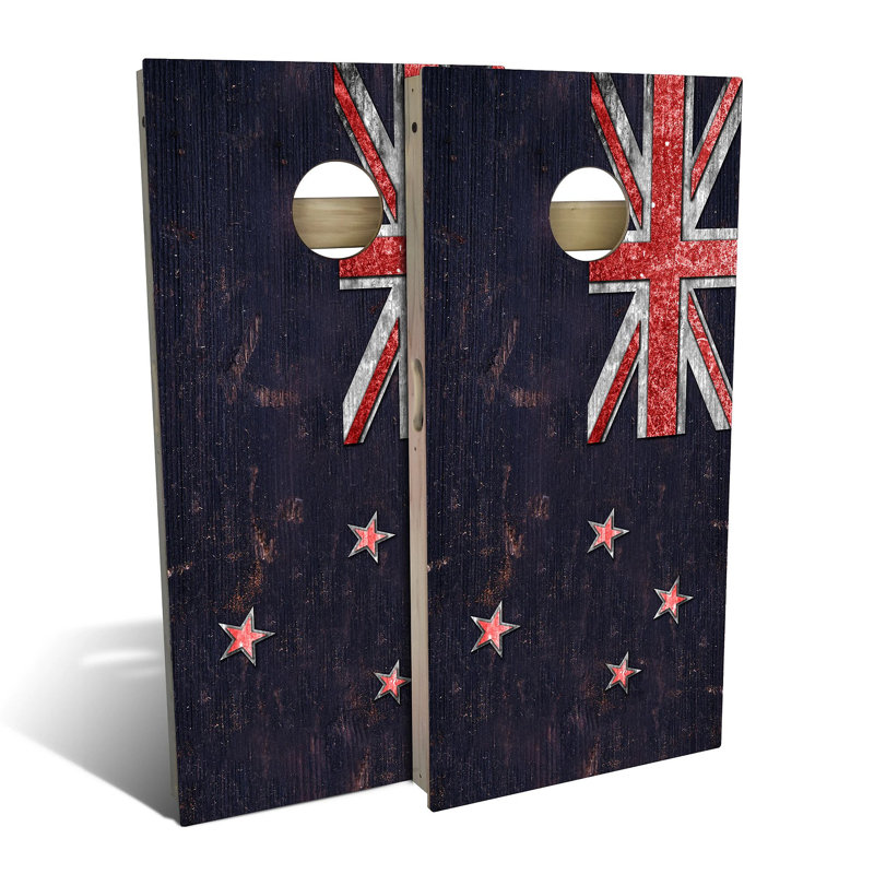 Slick Woody's Cornhole Co Solid Wood Foldable Cornhole Set with Carrying Case, Dark Blue, New Zealand