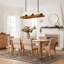Luminaire de salle à manger de style campagnard 37,59 po, lustre en bois rustique 6 lumières pour îlot de cuisine avec abat-jour en verre graine, lampe de table de billard