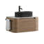 Meuble-lavabo Erba de 30 po avec lavabo, armoire murale en chêne miel avec porte-serviettes gratuit, lavabo simple en céramique rayé ovale noir, sans drain et robinet, pré-assemblé-1117559117-1117559115
