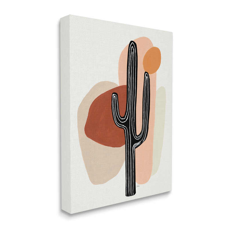 «Western Terracotta Abstract Desert Cactus Plant», art mural surdimensionné sur toile tendue par Patricia Pinto, Toile tendue
