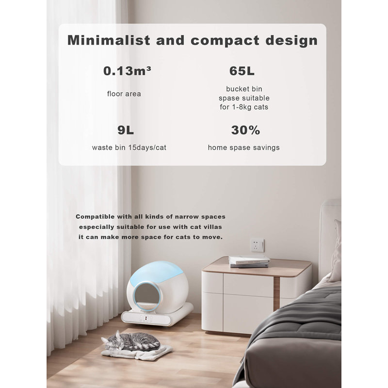 Litière pour chat autonettoyante améliorée, boîte à litière intelligente pour chats multiples, plus jamais ramassée, protection de sécurité / contrôle des applications / inodore / contrôle de santé