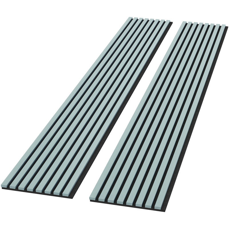 Ensemble de 2 panneaux muraux insonorisants en bois de 94,49 po x 12,6 po ROOMTE, Gris / Bleu clair