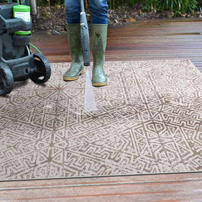 Samantha Reversible Geometric Beige/Ivory Indoor & Outdoor Area Rug