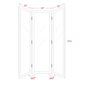 Jiahao 60" W x 72" H 3 - Panel Folding Full-size Floor Dressing Mirror (1 of 3 mirrors broke)(caution broke glass in box)