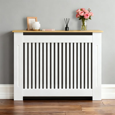 Tablette haute haute pour radiateur avec revêtement en bois et plateau en bois aggloméré