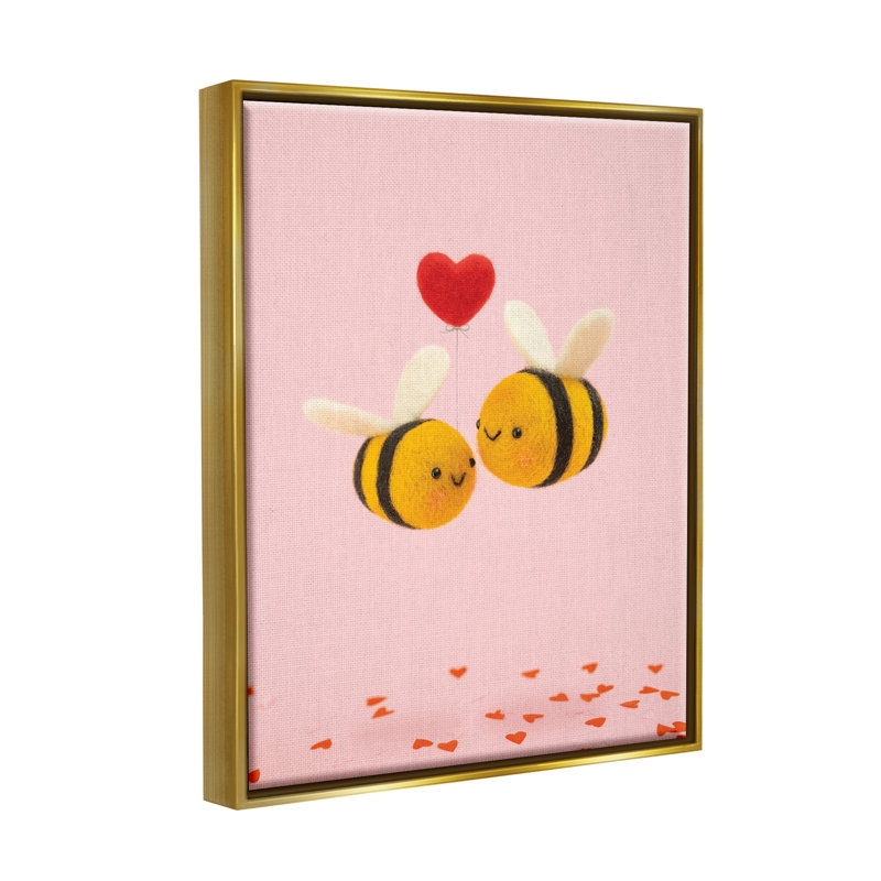 Photographie romantique de bourdons roses par Lemon & Sugar, H 21 po x l 17 po x P 1,7 po, Cadre flottant métallique doré