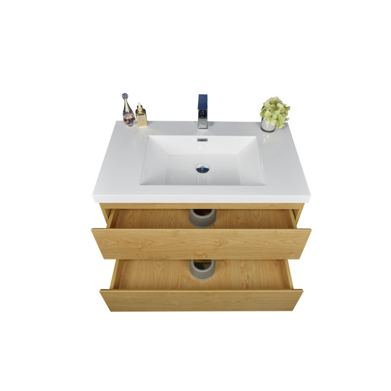 Berroa 35.5'' Single Bathroom Vanity with Plastic Top, English Oak