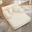 Luxueuse chaise longue en velours côtelé moelleux avec 3 coussins, canapé-lit convertible avec poche de rangement, conception sans cadre et mousse à compression pour les petits espaces, salon, appartement, beige-2045143853