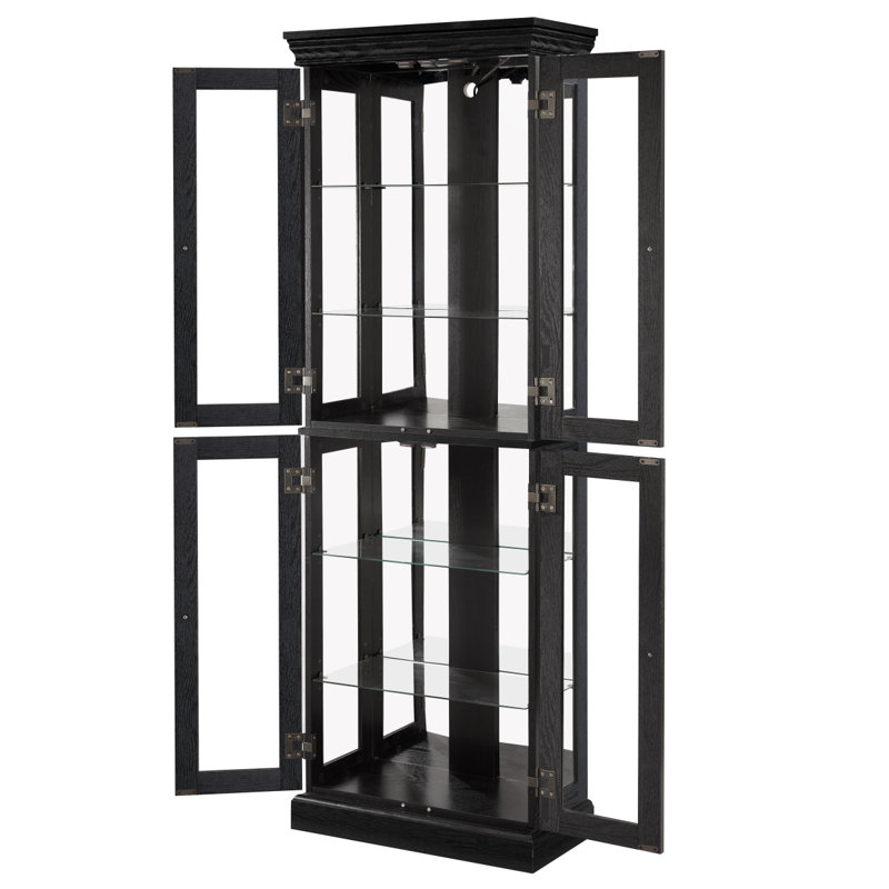 Élégante vitrine vitrée éclairée - Rangement à cadre en bois pour le salon, la cuisine et le garde-manger - Ampoule incluse - Idéal pour le vin