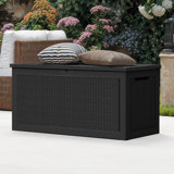 260 Gallon Water Resistant Lockable Patio Deck Box Rattan Resin