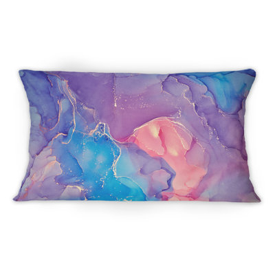 Fuchia liquide mauve et bleu III - Coussin décoratif imprimé moderne 1