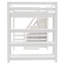 Lit mezzanine double avec tablettes, escalier de rangement, garde-robe et lumière DEL blanche pour chambre d'enfant, blanc