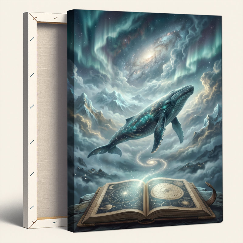 Ensemble de 1 tableau sur toile représentant une baleine dans le ciel, 40"H x 28"W, Wrapped Canvas