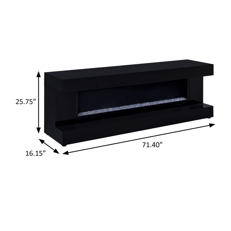 Meuble télé 71 po, Black High Gloss