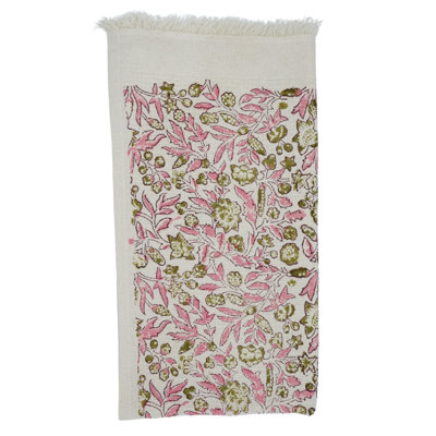 Hand Block Print Cotton Waffle Hand Towels - Sustainable, Soft, and Beautiful Towels for Every Home (Chiranjiv, Pink)