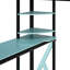 Lit mezzanine double en bois avec bureau, tablettes, prise de courant et ports USB / Type-C, et lumière RVB, noir et bleu-134084834