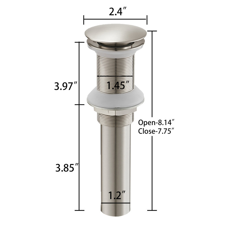 Bonde escamotable de lavabo de salle de bain, Nickel brossé, Non