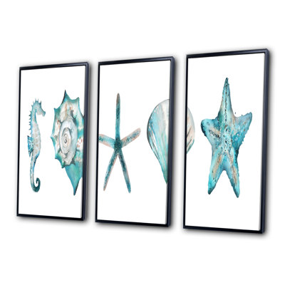 " Starfish And Shell " 3 - Pieces Painting Print