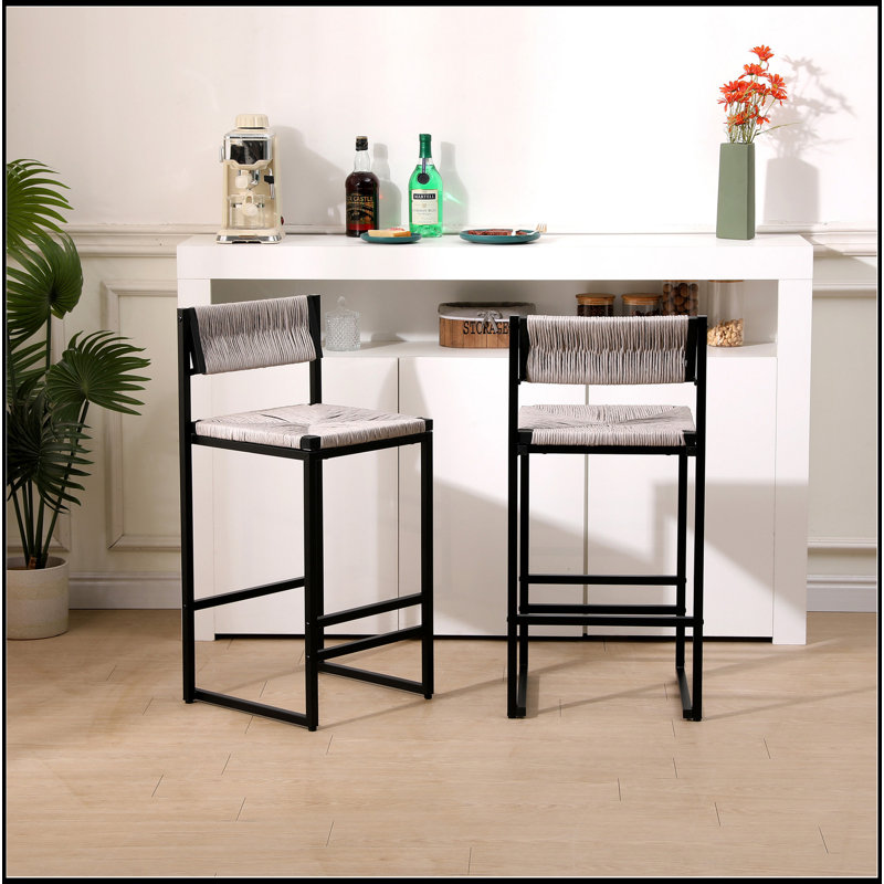 Ensemble de 2 tabourets de bar tissés à la main avec tabourets de bar à hauteur de comptoir pour la cuisine, la maison et le bureau