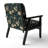 Cobalt Blue Scrollwork Swirls Victorian Pattern II - Upholstered Floral Accent Chair-1244380862