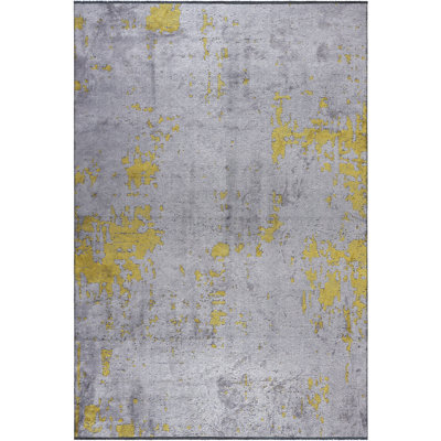 Tapis abstrait gris / jaune Rapture
