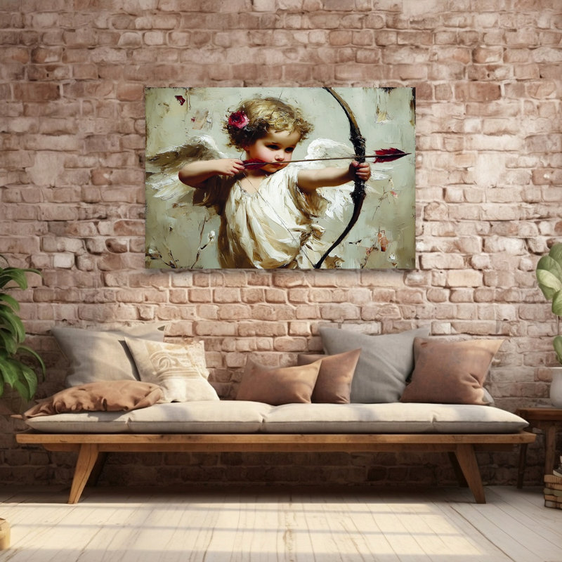 Cupid'S Aim Vintage Abstract Wall Art Print 1 Piece Wrapped Canvas Wall Art, 101.6cm H x 152.4cm W