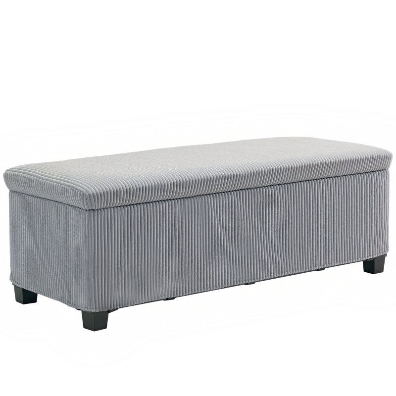 44 Inches Storage Ottoman Bench with Lid, Legs, Foot Rest, Grey