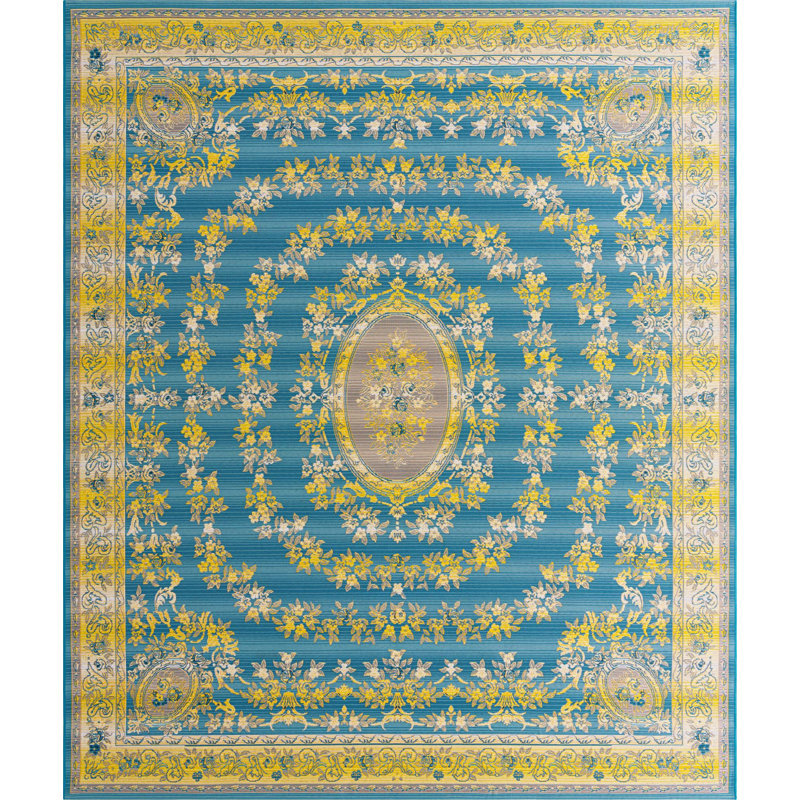 Blue Cahuita Indoor/Outdoor Traditional Rug, Rectangle 5'3" x 8'
