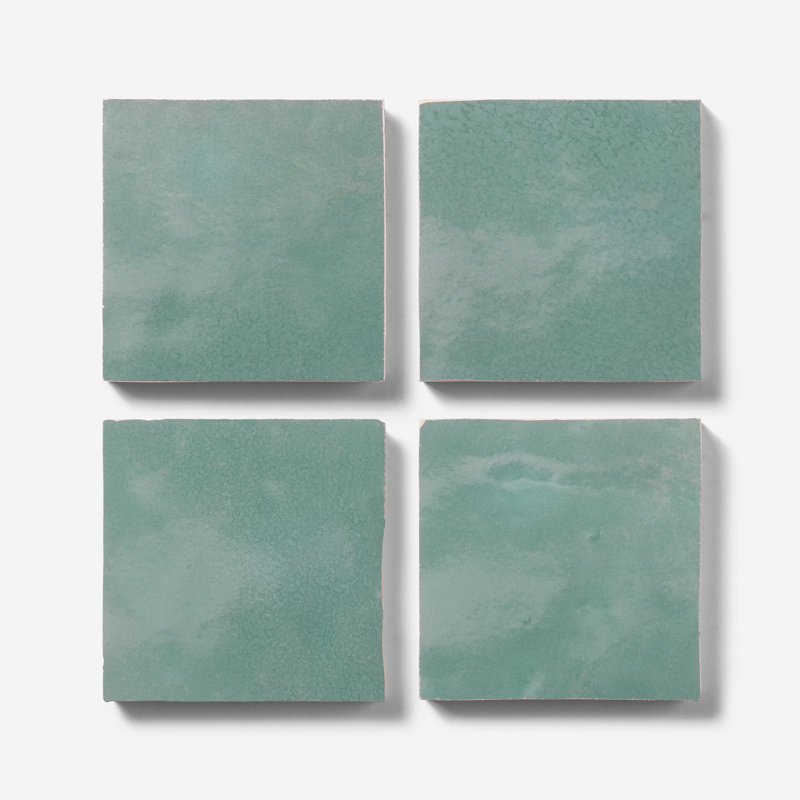 Virello 4x4 Glossy Ceramic Wall Tile, Mint Green