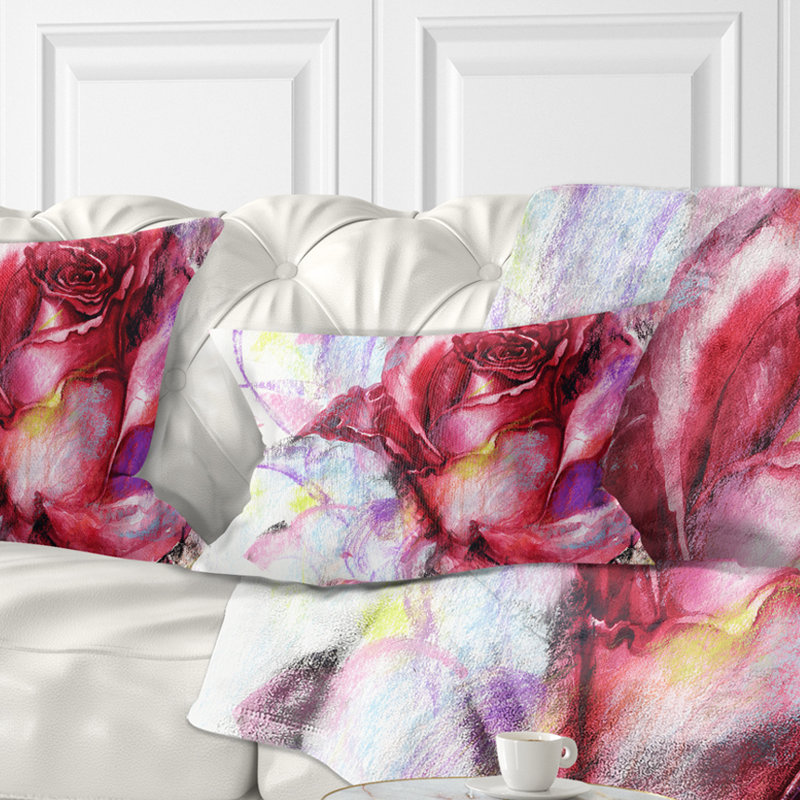 Coussin lombaire rose floral