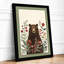 Bear Among Wildflowers Boho - Framed Print-1935449297-1935449311