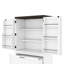Armoire de rangement blanche moderne avec portes en X, tablettes intérieures et 2 tiroirs pour le salon, le vestibule ou la chambre à coucher