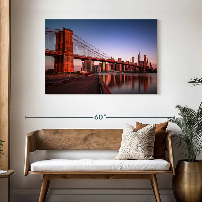 Lilie Brooklyn Bridge au lever du soleil, H 30 po x l 45 po
