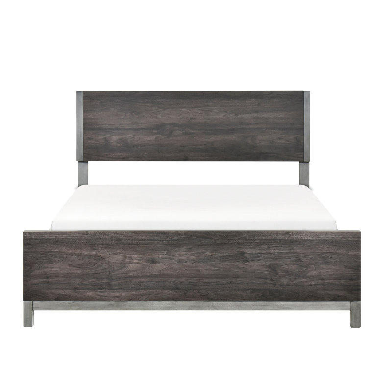 Grand lit pour chambre à coucher, ambiance moderne, gris brunâtre et argent antique