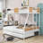 Metal Twin Over Full Bunk Bed With Twin Trundle And Safety Guardrails,Anti-Noise Design-1095718224