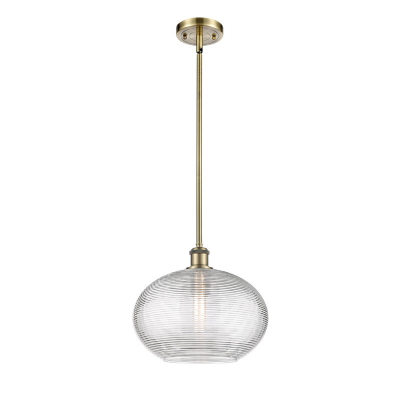Luminaire suspendu à 1 tige Ballston Jerard-516-G555, H 10,75 po x l 12 po x P 12 po, Laiton antique