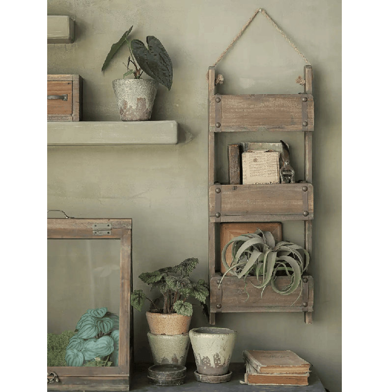 Rustic Three-Tier Wooden Wall Organizer