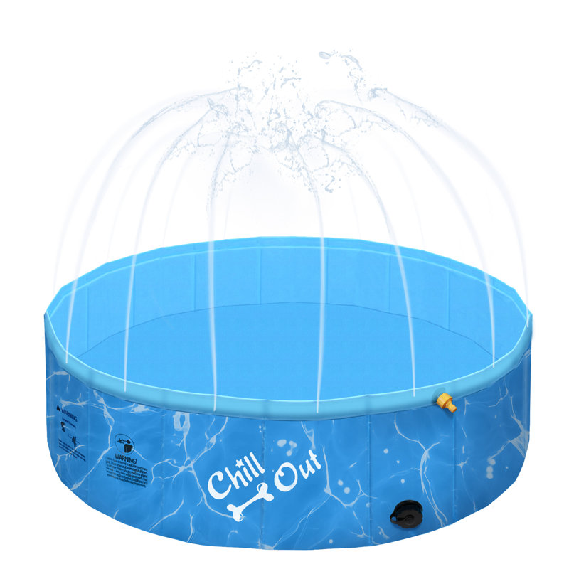 Chill Out Sprinking 2-en-1, chien, piscine, bleu, H 11,80 po x L 47 po x l 47 po 