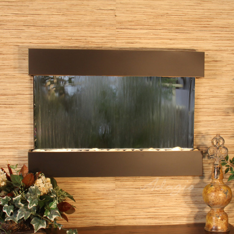 Reflection Creek Henline Fountain with Light, Blackened Copper, Silver Mirror, Slate