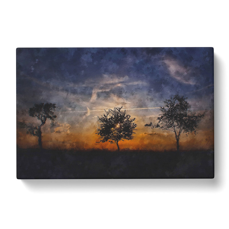 Three Trees At Sunset - Wrapped Canvas, 40cm H x 60cm W x 3cm D
