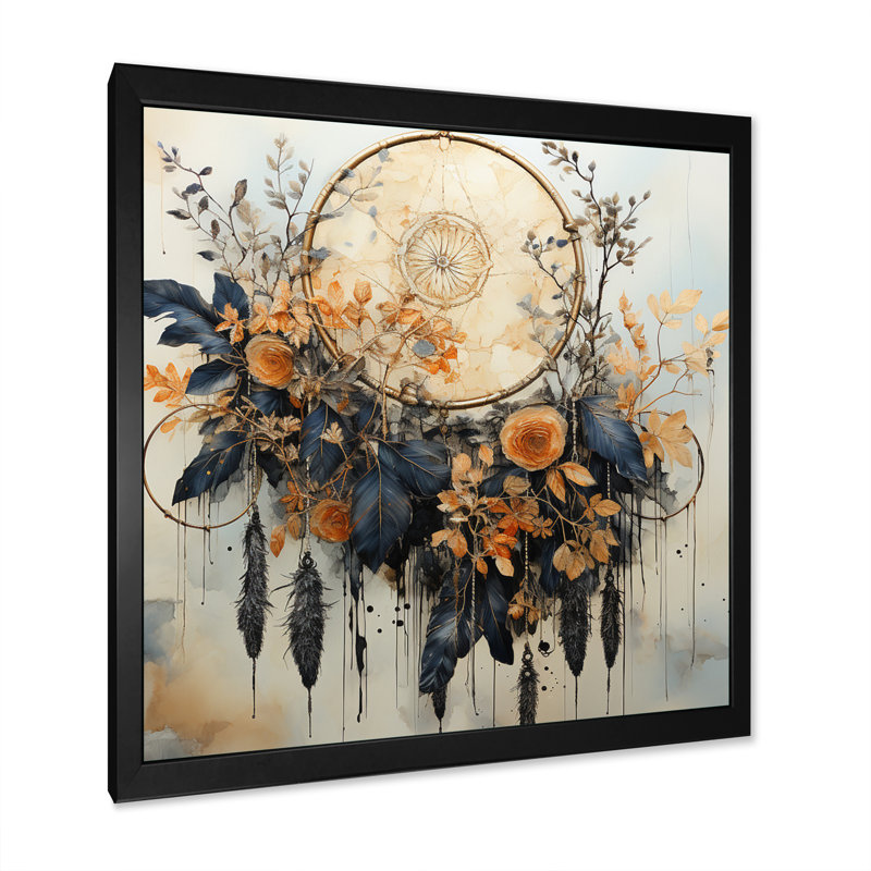 «Blue Dream Catcher Natures Whispers» - Imprimé, H 24 po x l 24 po x P 1 po, Cadre simple noir
