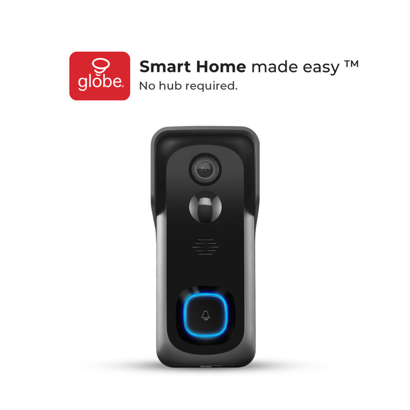 Black Wireless Smart Video Doorbell with Night Vision