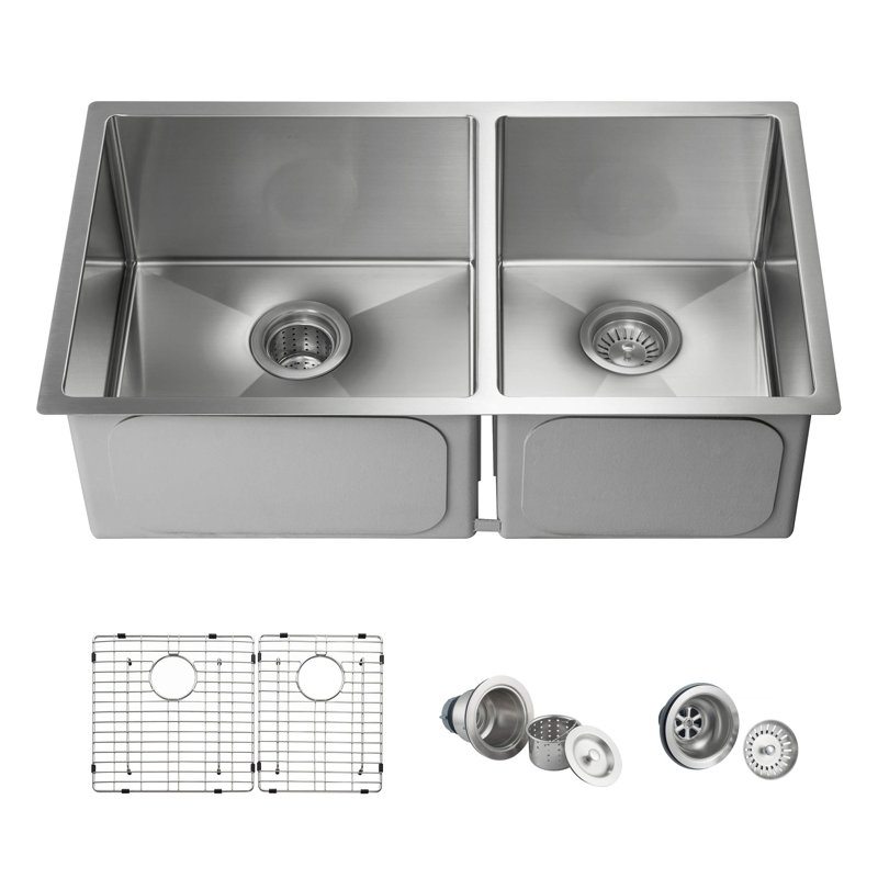 33'' L Double Bowl Stainless Steel Kitchen Sink