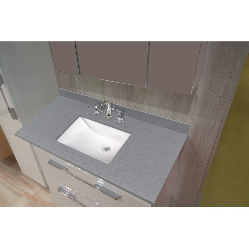 49 in. Sparkling Gray Marble Vanity Top with White Ceramic Sink