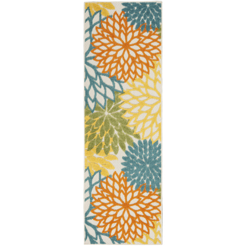 Tapis intérieur / extérieur floral Armone, Tapis de couloir 2 pi x 6 pi