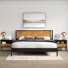 Ensemble de chambre à coucher 3 pièces Verlie, cadre de grand lit en bois d'acacia avec 2 tables de chevet assorties
