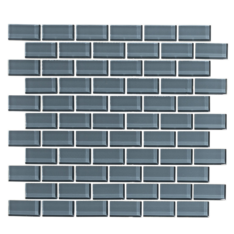 1" x 2" Glass Subway Tile, Steel Blue