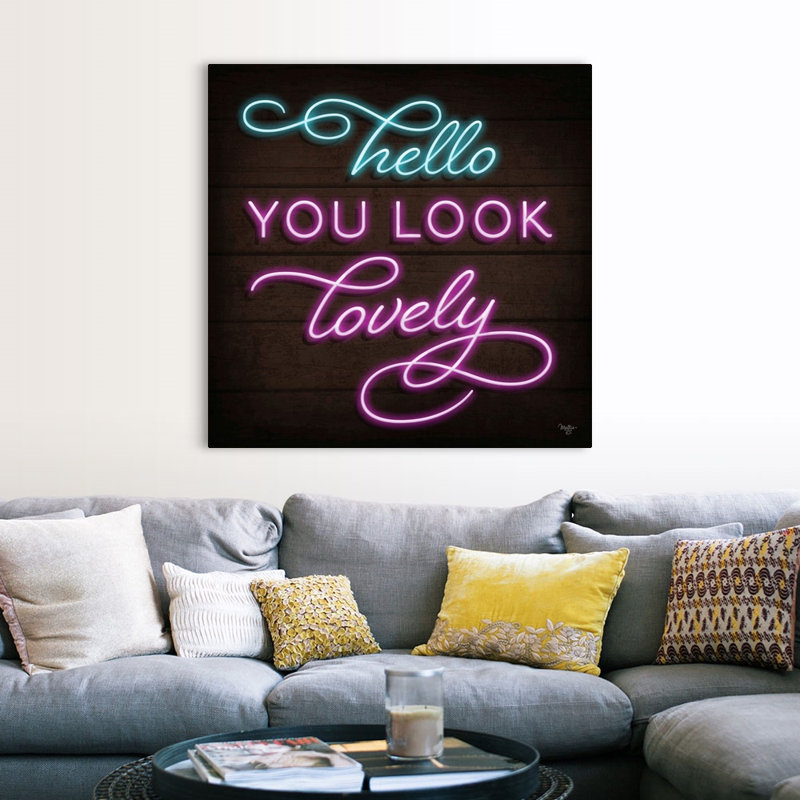 «Neon Hello Mollie B.», reproduction d'art sur toile tendue, H 48 po x l 48 po x P 1,25 po, Toile tendue