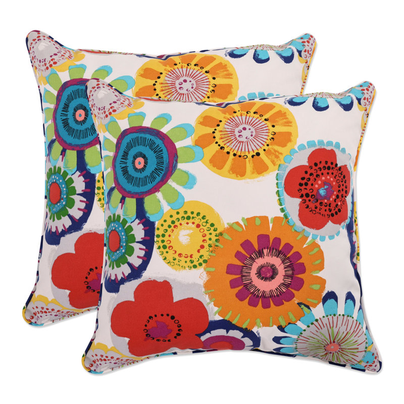  Outdoor Square Pillow Cover & Insert, Multicolored Floral