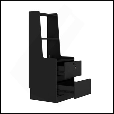 Table de chevet avec station de charge, table de chevet intelligente avec veilleuse, table de chevet moderne avec bibliothèque, tables de chevet avec armoire de rangement pour la chambre à coucher, noir